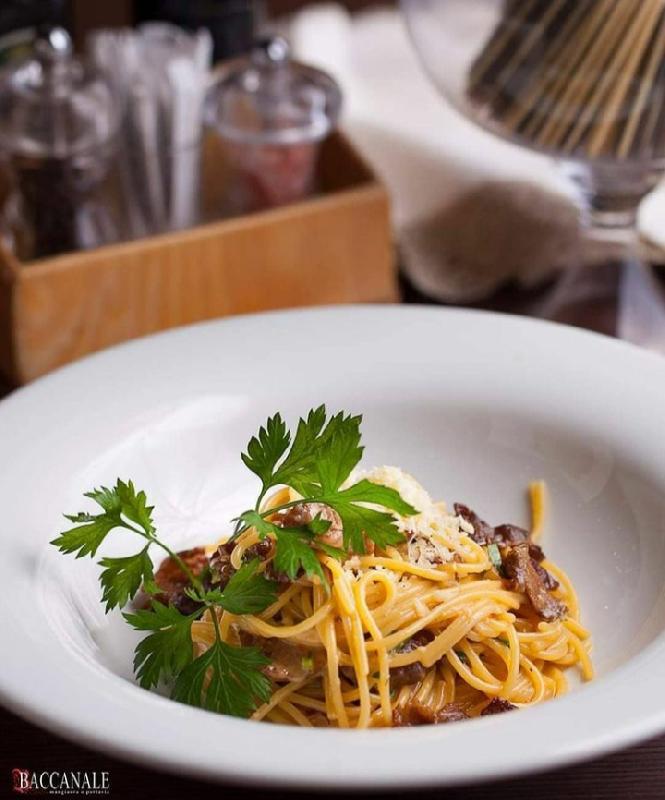 Carbonara with beef bacon Halal