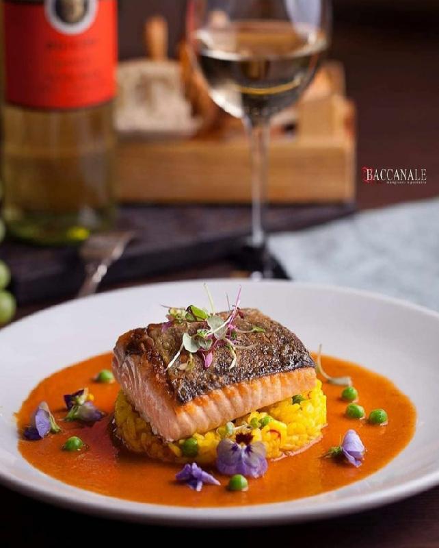 Baked Salmon with saffron risotto