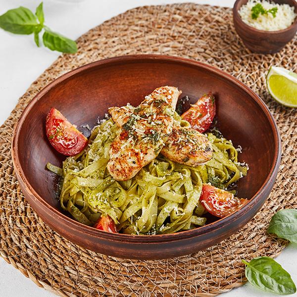 Fettuçine pesto sousla		 