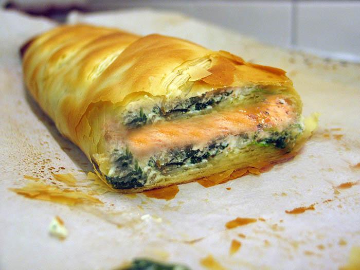 Salmon strudel
