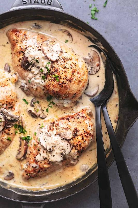 Chicken with  mushroomcream sauce