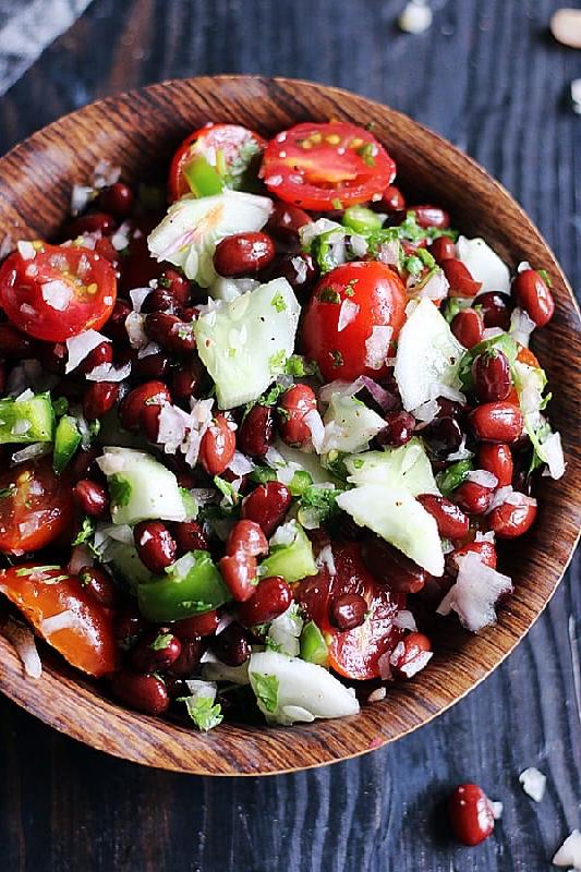 Qozlu qırmızı lobya salatı