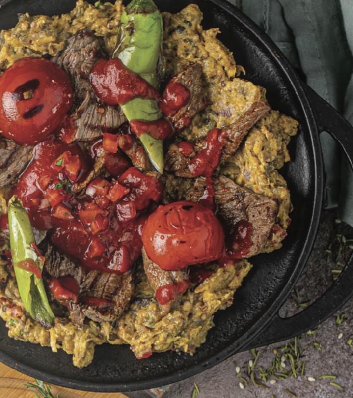 Badımcanlı qatıqlı steak