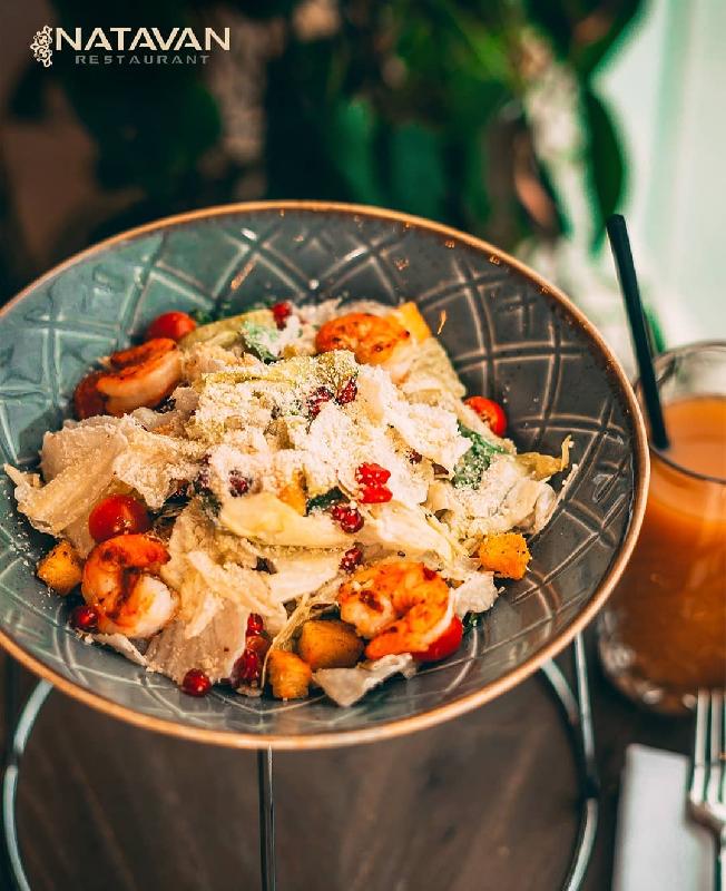 Caesar salad with shrimp