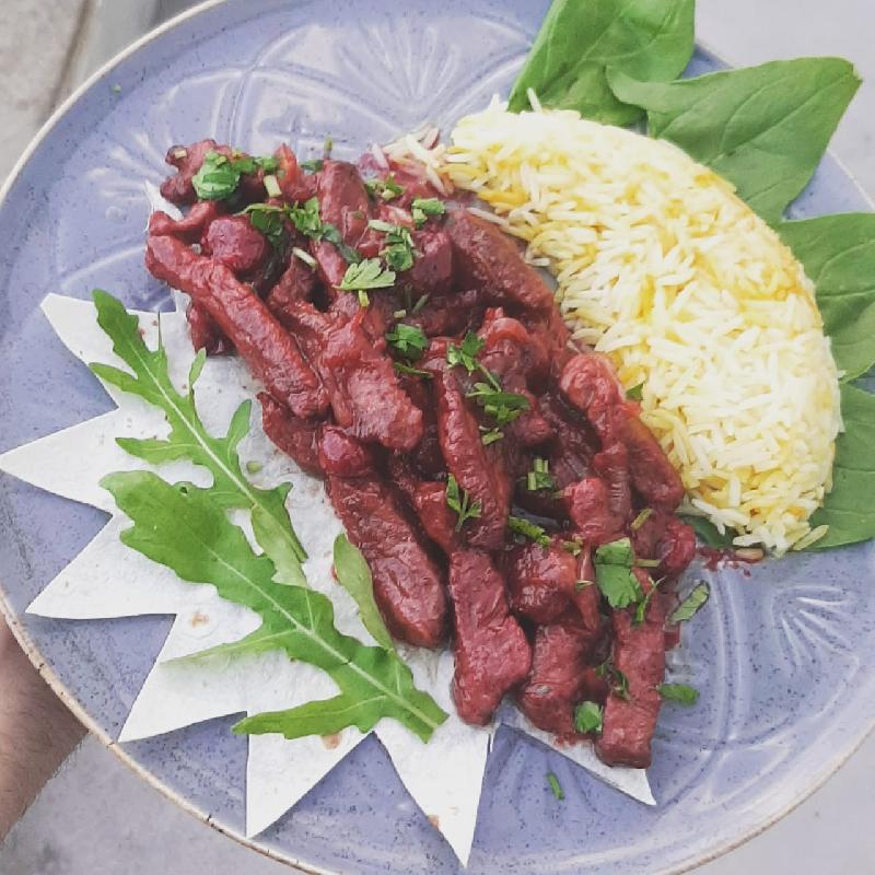 Beef with cherry sauce