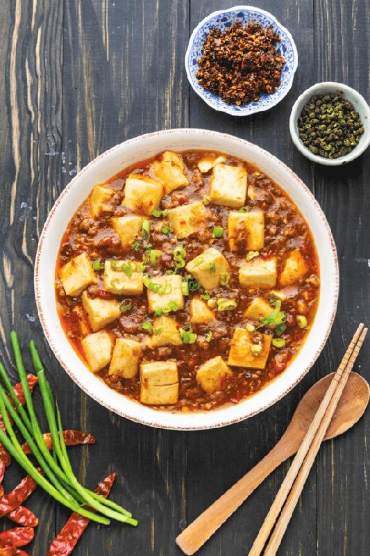 Dana əti farşı ilə  Ma-po tofu (acılı)