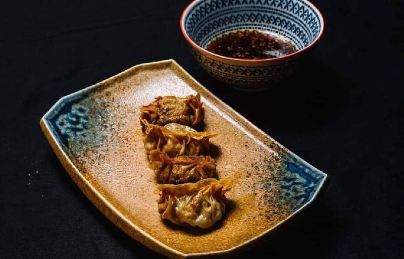 Gyoza with crispy shrimp