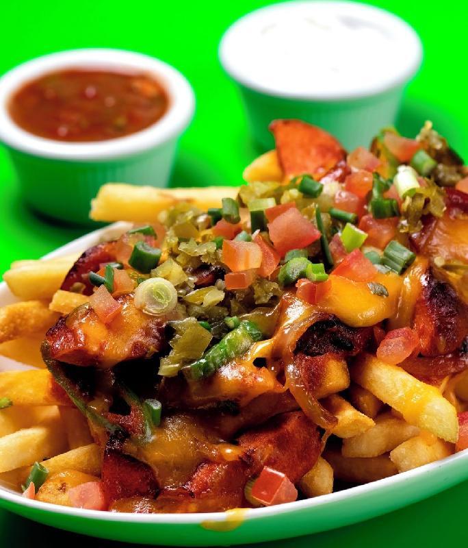 Loaded fries and sausages