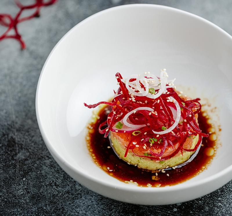 SALMON TARTARE WITH PONZU-YUZU SAUCE