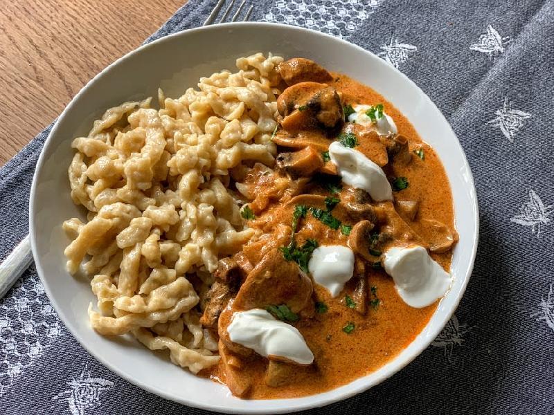 Hungarian egg dumpling , mushroom