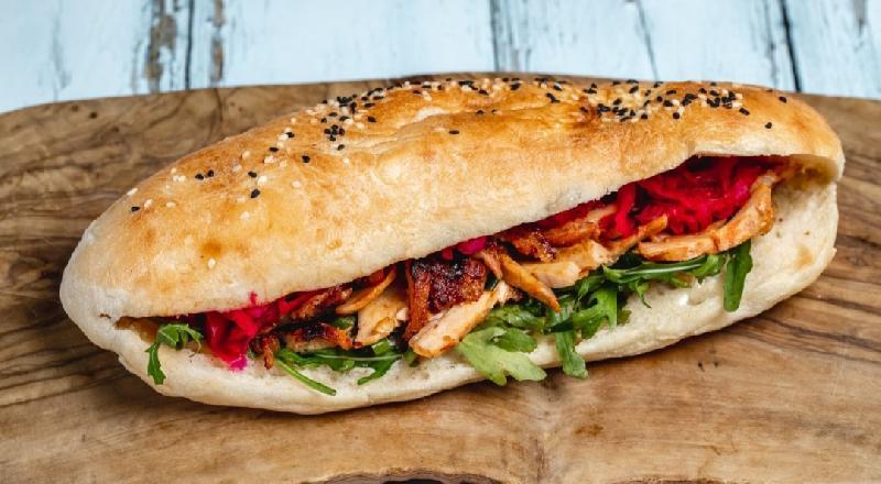Chicken In bread with marinated cabbage