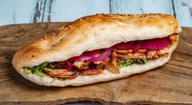 Chicken In bread with Marrinated onion