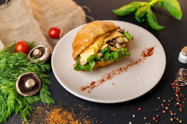 Crossiant Mushroom Omelette