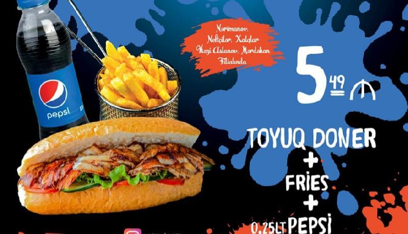 Çörək arası toyuq dönər+Fri+Pepsi 0,25 ml
