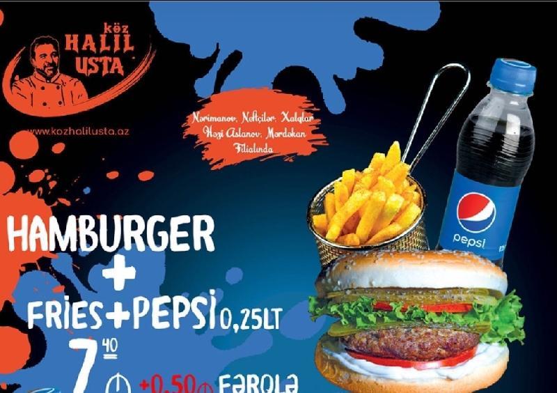 Ət Hamburger+Fries+Pepsi 0,25ml