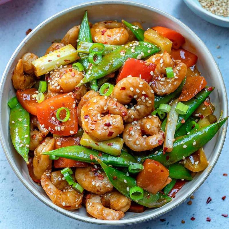 Wok Szechuan Prawns with Mixed Vegetables