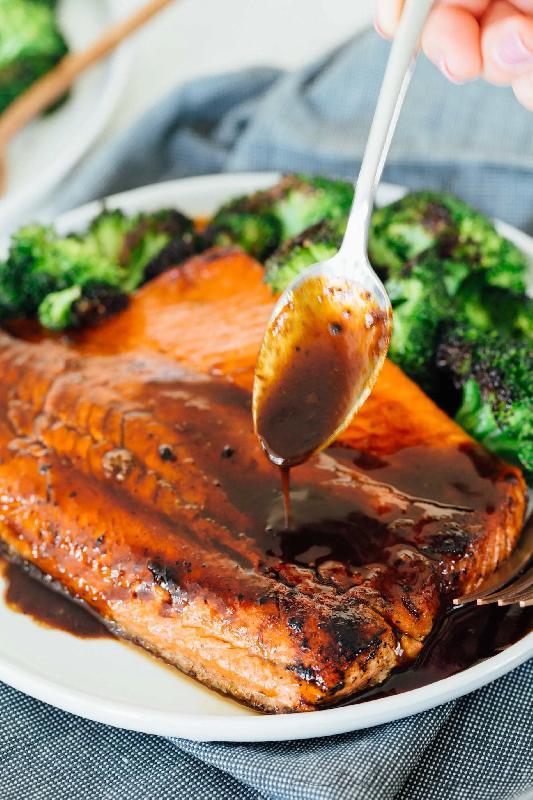 Grilled Salmon Steak with Sweet Soy