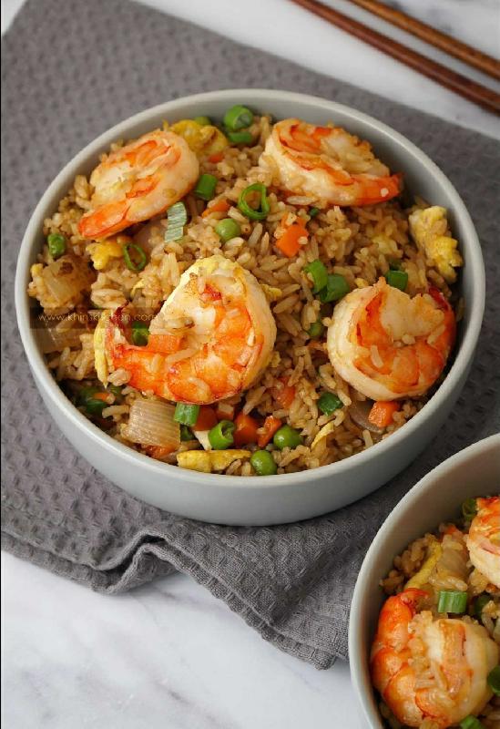 Fried rice prawns