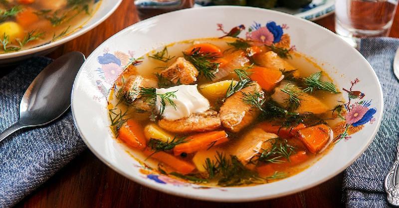 Traditional Russian fish soup 