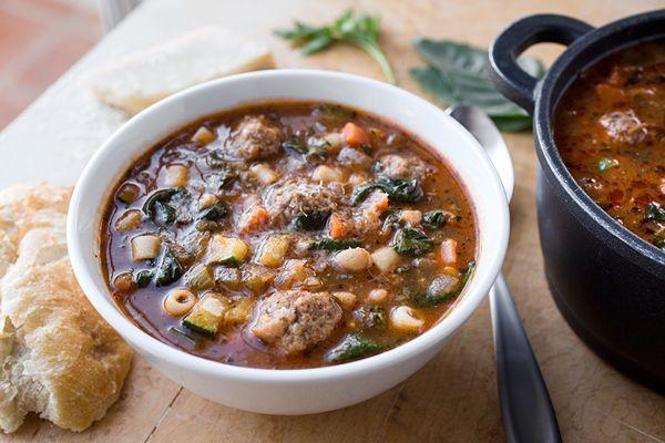 Italian meatball minestrone soup