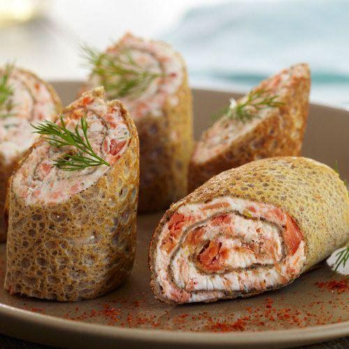 Crepes with smoked salmon fish