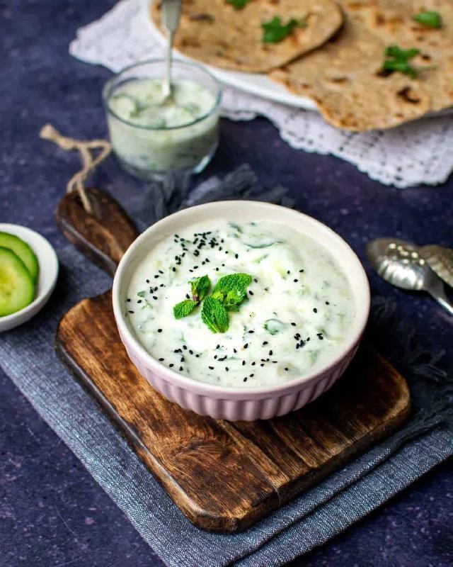 Raita, greek yogurt, green peas, mint 