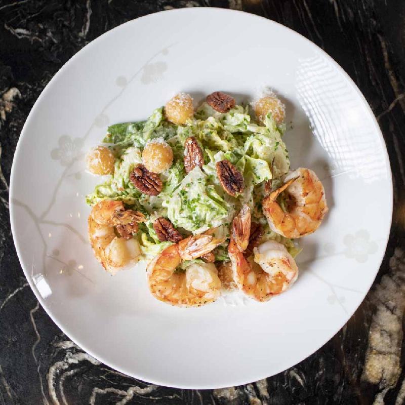 Nobu Caesar Salad Wasabi Truffle Dressing with shrimp 