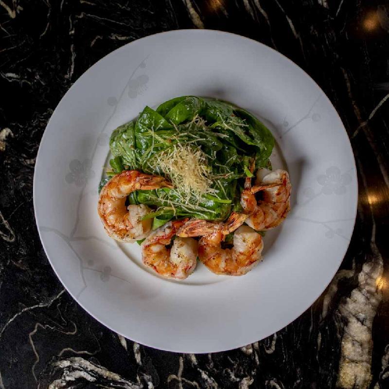 Baby Spinach Salad Dry Miso with Shrimp 