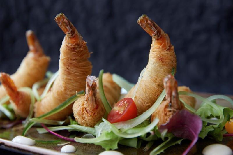 Crispy Prawn Kunafah with Creamy Aji Amarillo