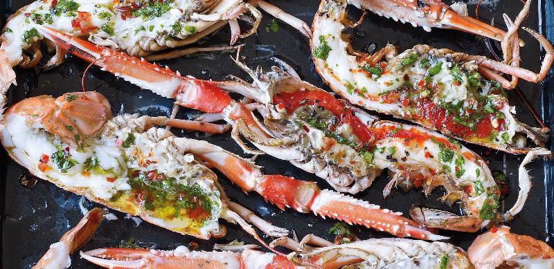 Grilled Langoustine with Red Chili Shiso Salsa