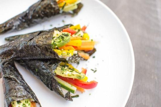 Vegetable Hand Roll with Sesame Sauce