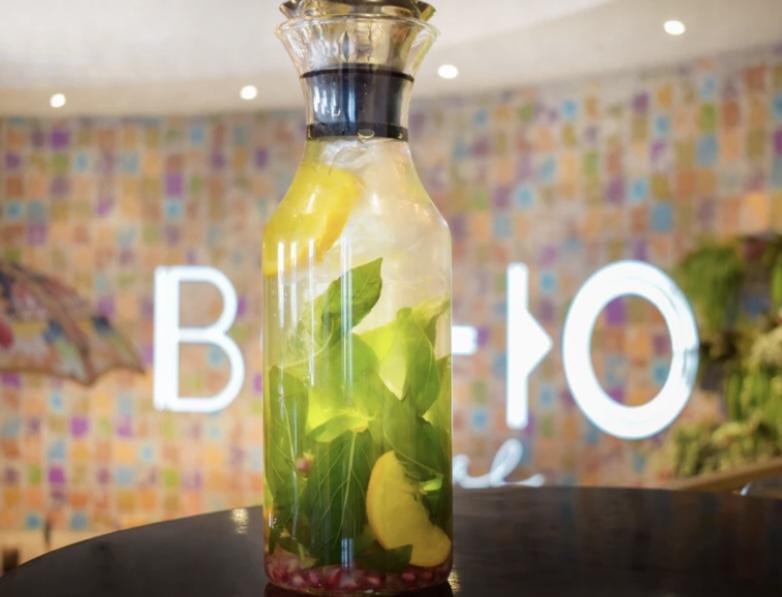 Detox water pomegranate basil and orange