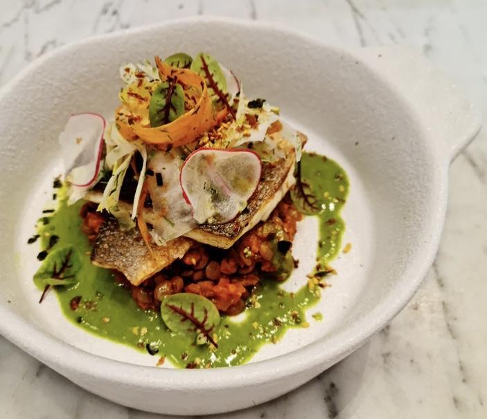 Seared seabass fillet