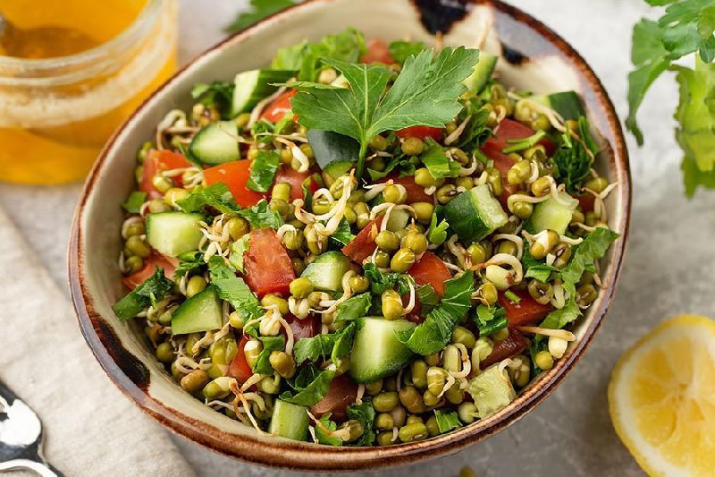 Mung Beans and Goat Cheese Salad