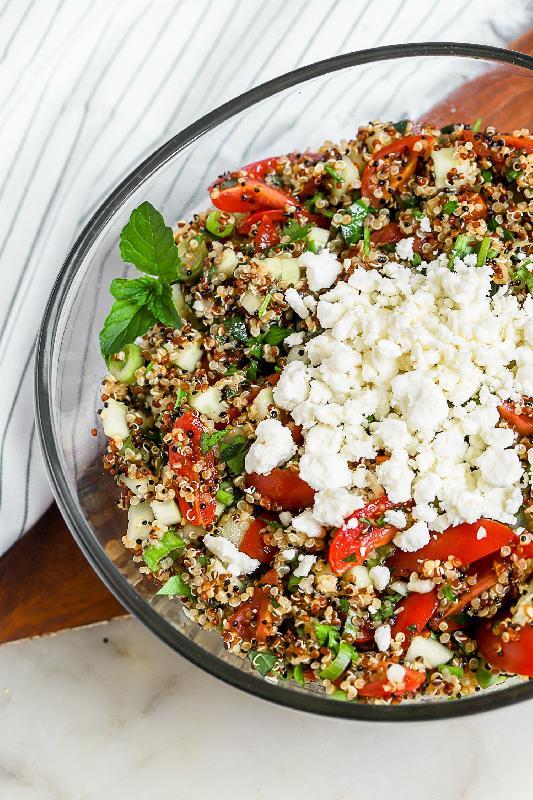Quinoa Tabbouleh Salad  with Grilled Salmon