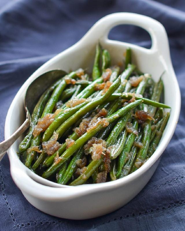 Fried Green Beans, with Shallots and Garlic