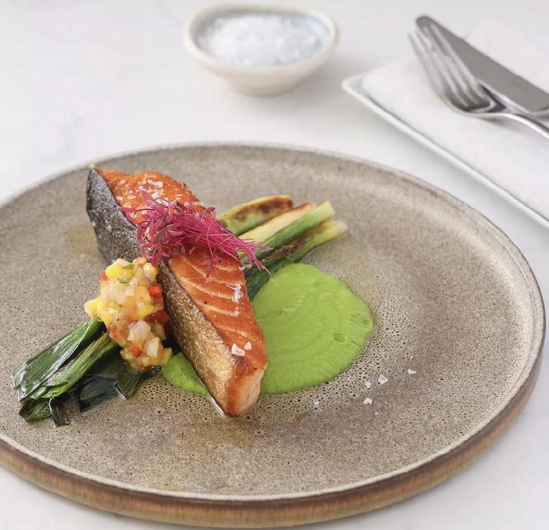 Seared organic salmon