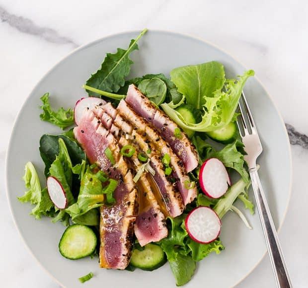 Tuna, avocado, spring onion, sesame