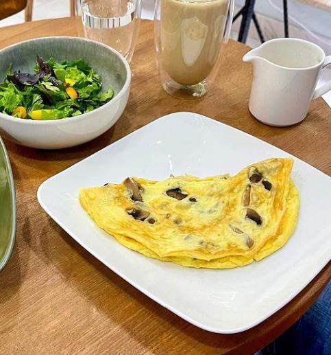 Omelet With Mushrooms And Salad