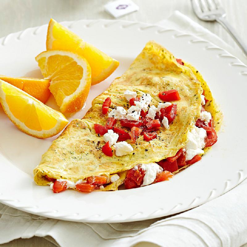 Omelet With Bell Peppers And Salad