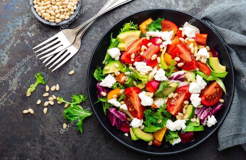 Vegetable Salad With Avocado And Pine Nuts