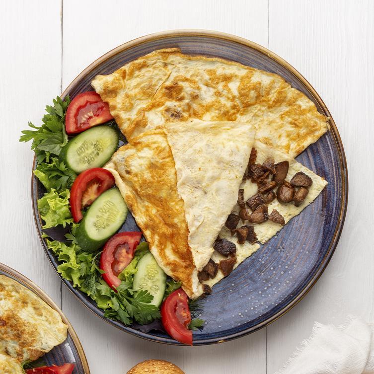 Lemanca qovurma və çedar pendirli omlet