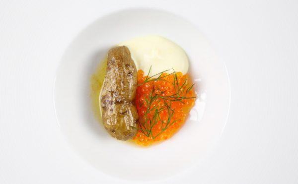 Marinated baby potato, trout roe, sour cream, dill