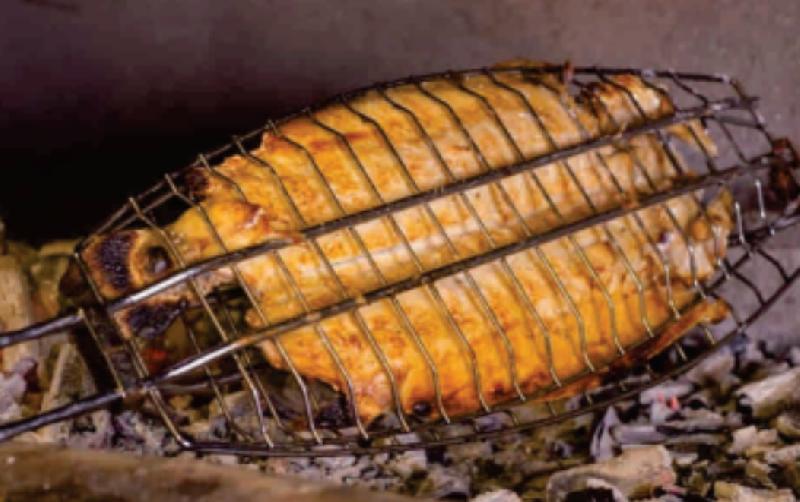 Forel balığı kababı manqalda + qarnir