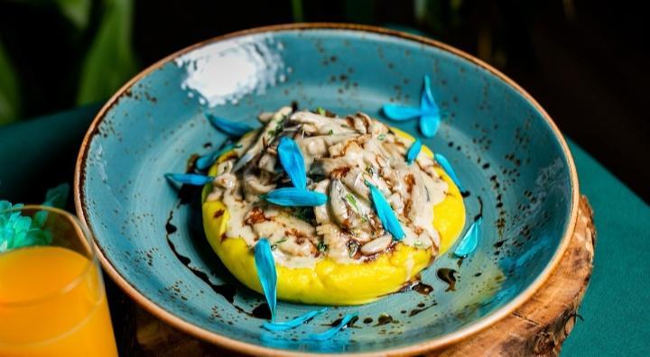 Pollo Con - Funghi With Mashed Potatoes