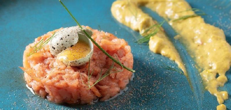 Salmon Tartare with Quail Eggs