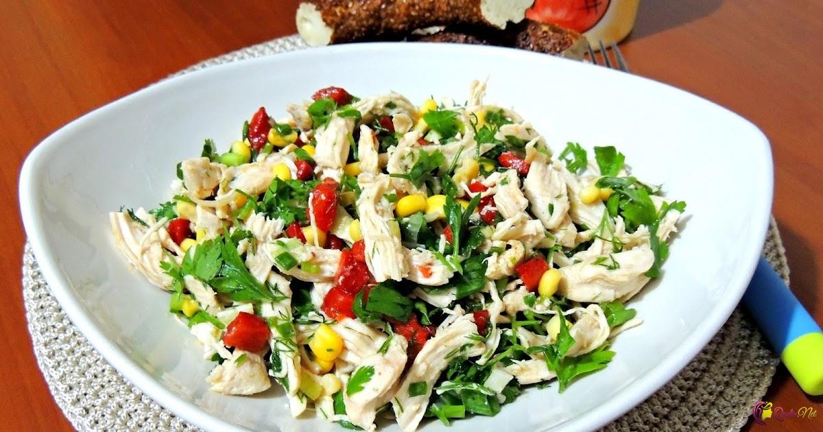 Tərəvəzli toyuq salatı