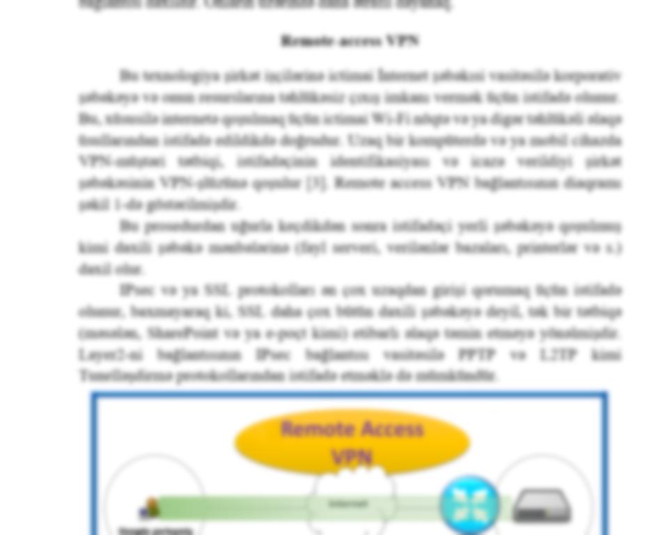 KORPORATİV ŞƏBƏKƏLƏR ÜÇÜN VPN TEXNOLOGİYALARI
