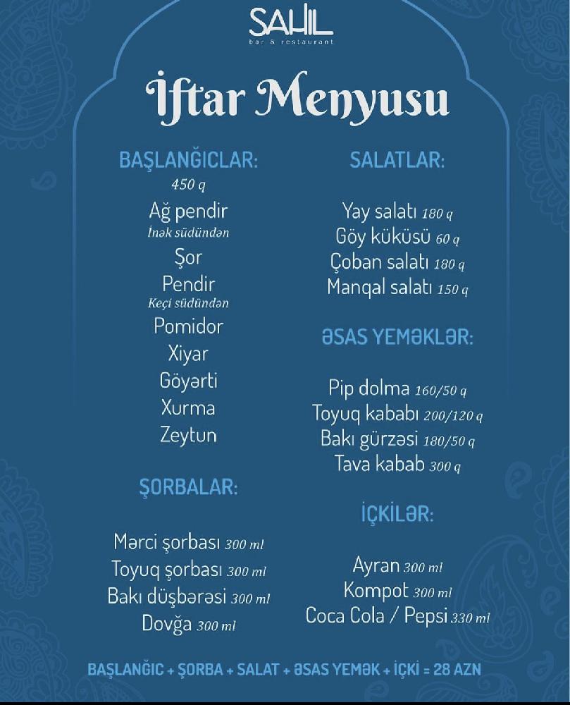 İftar menyu