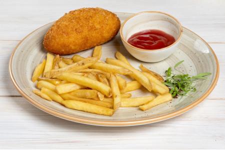 Kotlet toyuq ətindən kartof fri ilə